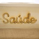 Ver imagem 5 de Porta Vela Quadrado Natal Saúde Madeira e Dourado 7 cm - D’Rossi