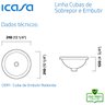 Cuba de Embutir Redonda 31cm Louça Pia Banheiro Lavabo Icasa - 2