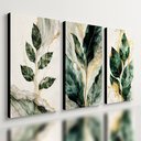 Ver imagem 1 de Kit 3 Quadro Decorativo Folhas Botânico Dourado Marmorizado Luxo 28x20cm