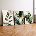 Ver imagem 2 de Kit 3 Quadro Decorativo Folhas Botânico Dourado Marmorizado Luxo 28x20cm