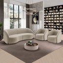 Ver imagem 1 de Conjunto Sofá Sala de Estar Bipartido 288cm e 2 Poltronas Clarke Veludo Bege G45 - Gran Belo