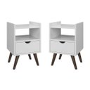 Ver imagem 1 de Kit 2 Mesa Cabeceira 1 Gaveta 1 Nicho Pés Retro