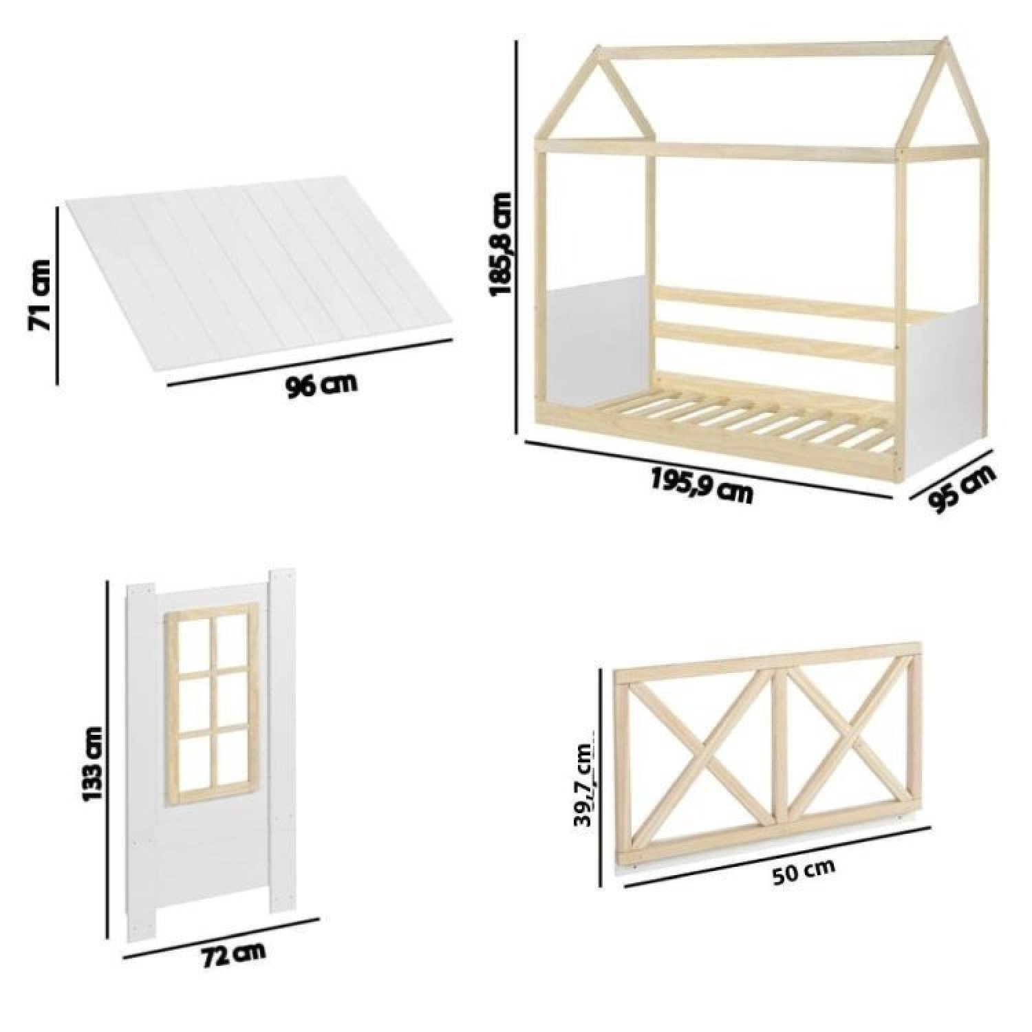 Cama Montessoriana Reversível Telhado Completo Casinha Garden Casatema - 7