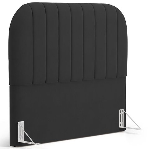 Cabeceira Cama Box Queen Estofada Orgânica 160cm Alice W01 Suede Preto - Lyam Decor