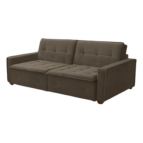 Sofá Cama Reclinável 3 Lugares Filadélfia Veludo Cinza Trovão - Meu Estofado