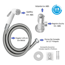 Ver imagem 5 de Ducha Higiênica Kit Premium Abs Branca Acionamento ¼ Volta:branco
