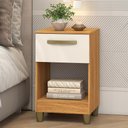 Ver imagem 1 de Mesa de Cabeceira 40cm Prada MC210 com 1 Gaveta e 1 Nicho Cinamomo/Off White Fellicci Móveis