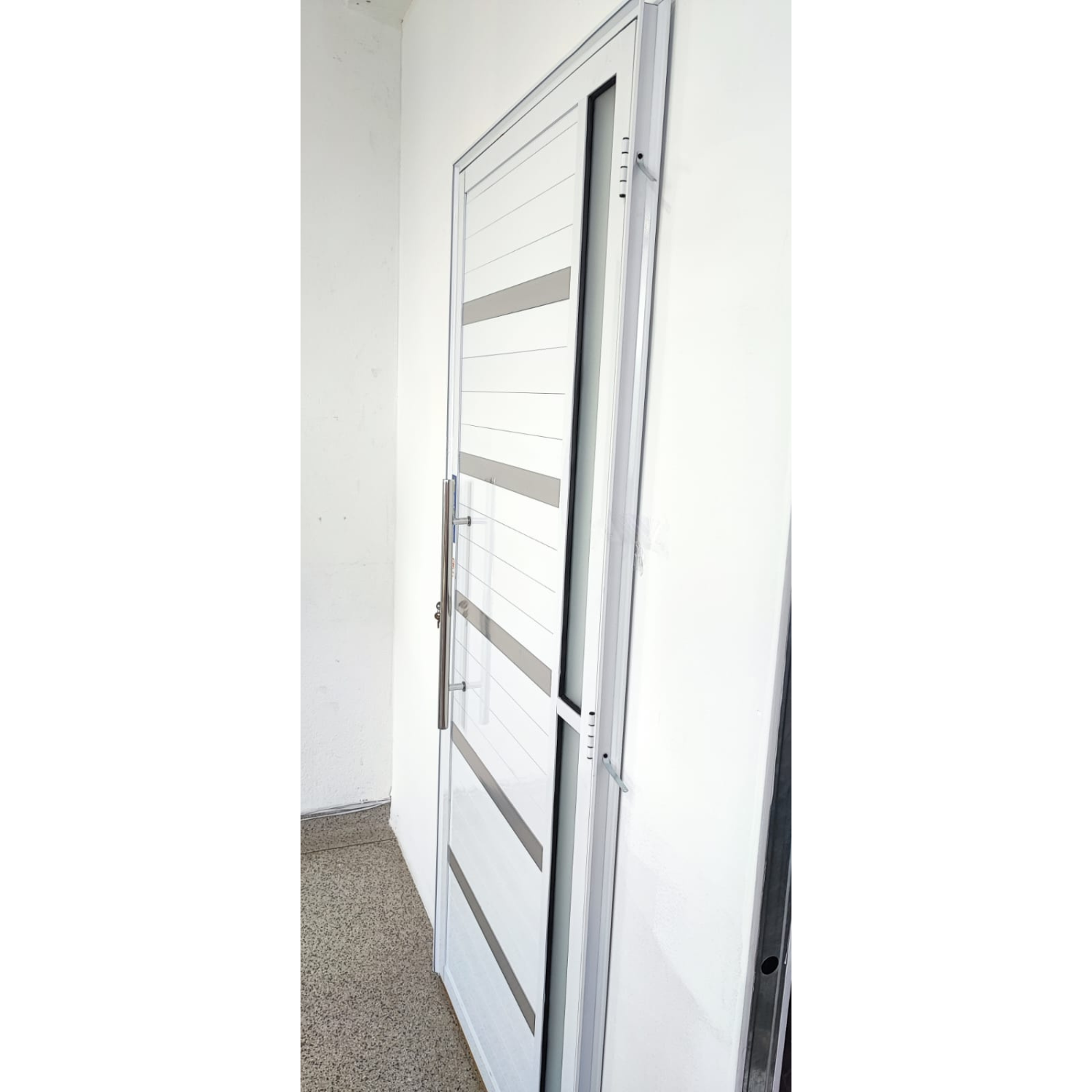 Porta de Alumínio Com Visor Lado Direito 210x80cm Branco Esquadrias Castro - 5