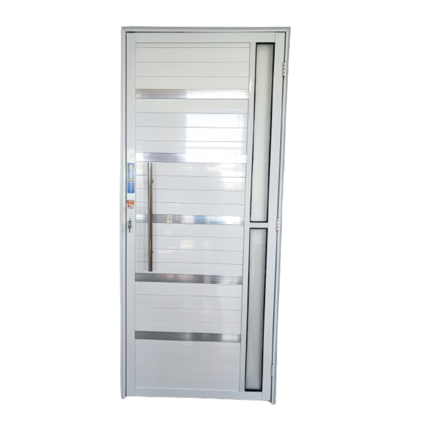 Porta de Alumínio Com Visor Lado Direito 210x80cm Branco Esquadrias Castro - 1