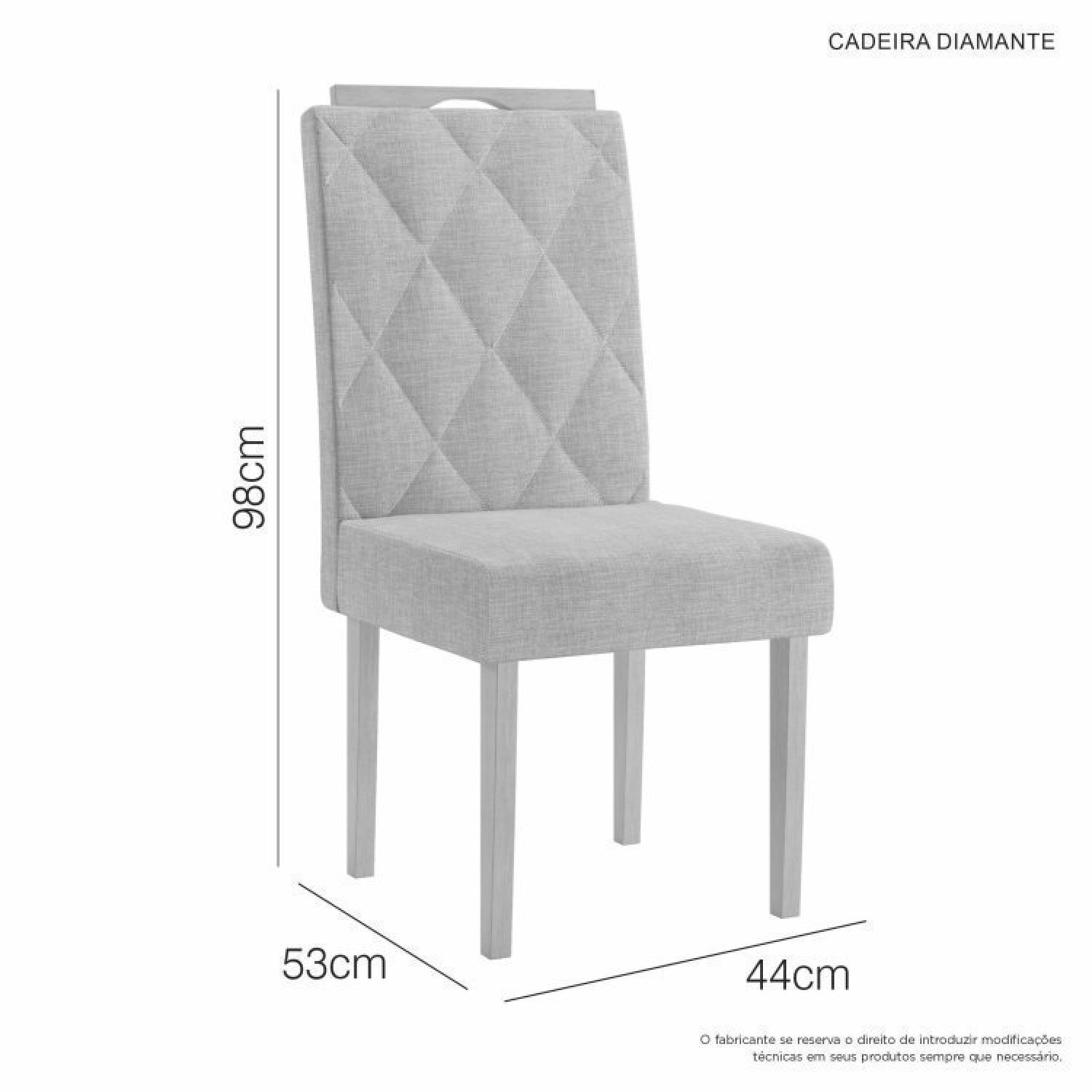 Conjunto Sala de Jantar Mesa Elegance com 4 Cadeiras Diamante Jolie  - 9