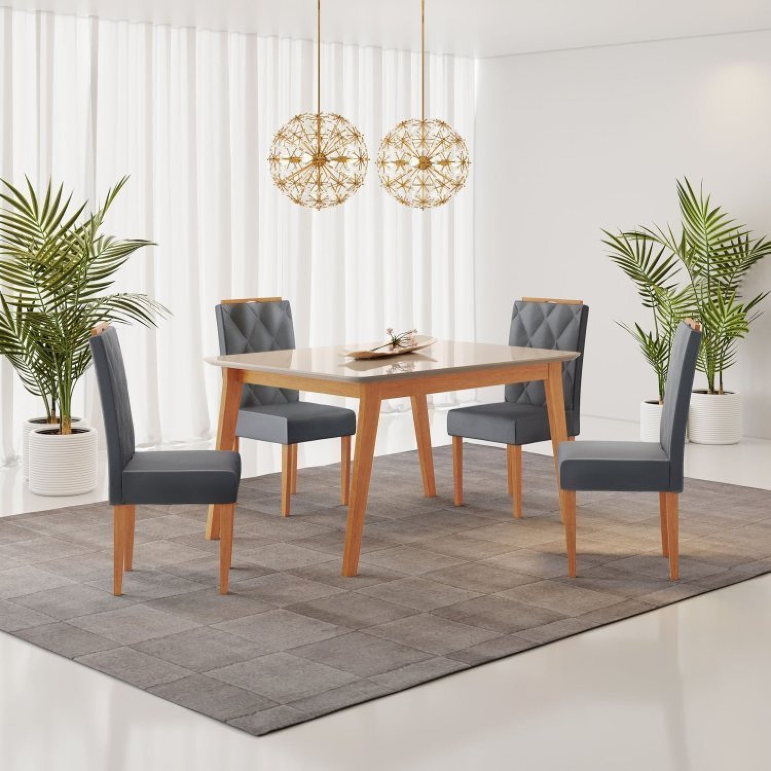 Conjunto Sala de Jantar Mesa Elegance com 4 Cadeiras Diamante Jolie  - 1