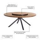 Ver imagem 2 de Mesa Redonda Tetra Tampo Giratório em Madeira Maciça com Base de Metal Preto para Área Gourmet 1,50
