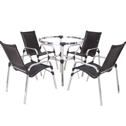 4 Cadeiras Emily e Mesa Adaptada em Alumínio para Área, Jardim, Piscina - Trama Original - 1