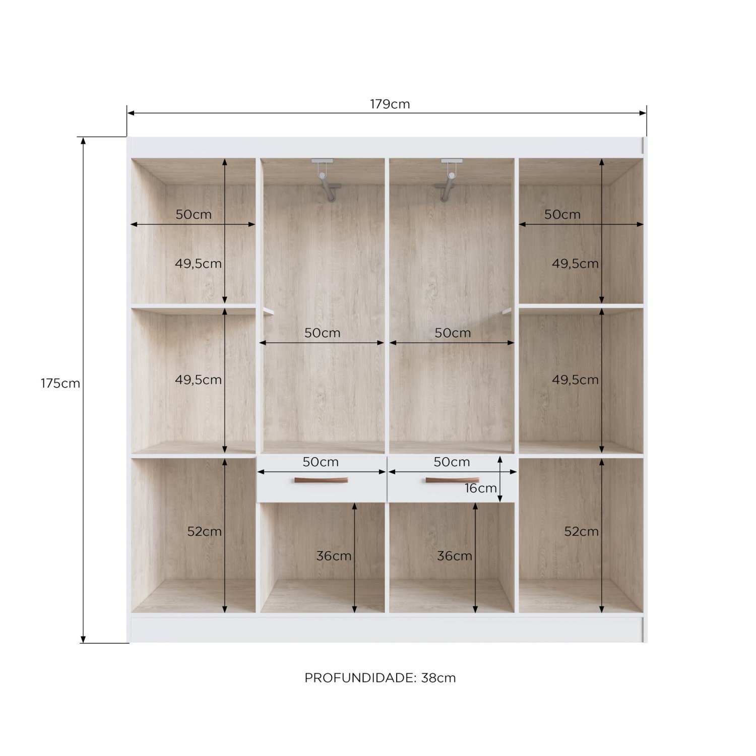 Guarda Roupa Casal 8 Portas 2 Gavetas 2 Basculante Catalunha Móveis Doripel - 4