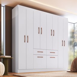 Guarda Roupa Casal 8 Portas 2 Gavetas 2 Basculante Catalunha  - 1