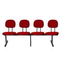 Ver imagem 1 de Cadeira Escritório Longarina 4 Lugares Estofada Ecoflex Vermelho