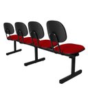 Ver imagem 4 de Cadeira Escritório Longarina 4 Lugares Estofada Ecoflex Vermelho