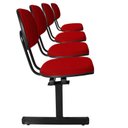 Ver imagem 3 de Cadeira Escritório Longarina 4 Lugares Estofada Ecoflex Vermelho