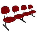 Ver imagem 5 de Cadeira Escritório Longarina 4 Lugares Estofada Ecoflex Vermelho