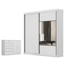 Ver imagem 1 de Guarda Roupa Casal Sienna com Espelho e Cômoda Seul Neve - Novo Horizonte