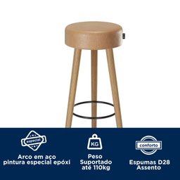 Kit 2 Banquetas Couro Sintético e Madeira Maciça Londres  - 6