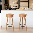 Ver mais imagens de Kit 2 Banquetas Couro Sintético e Madeira Maciça Londres Marrom/Preto