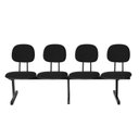 Ver imagem 4 de Cadeira Escritório Longarina 4 Lugares Estofada Ecoflex Preto