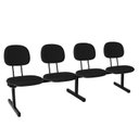 Ver imagem 1 de Cadeira Escritório Longarina 4 Lugares Estofada Ecoflex Preto