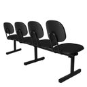 Ver imagem 5 de Cadeira Escritório Longarina 4 Lugares Estofada Ecoflex Preto