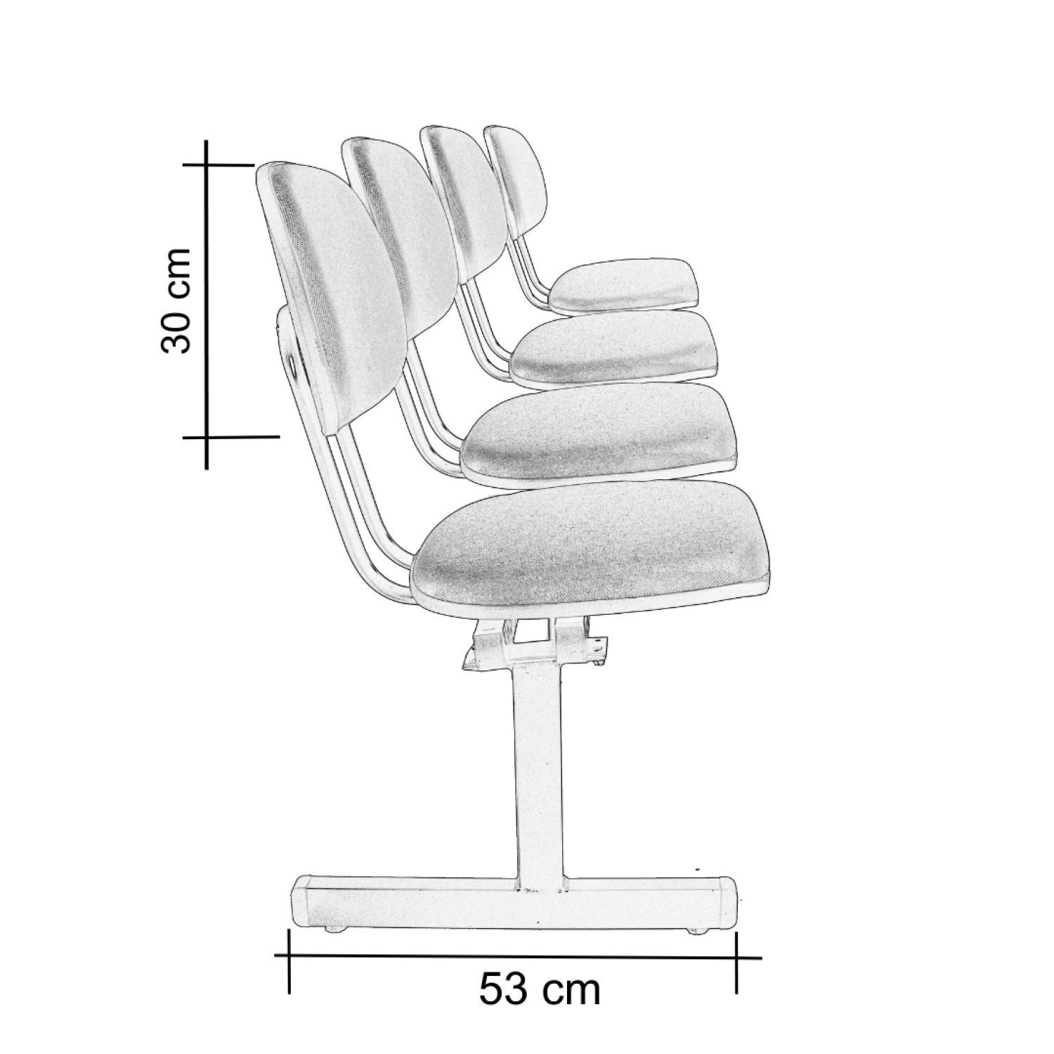 Cadeira Longarina 4 Lugares Estofada Ecoflex - 8