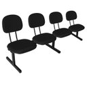 Ver imagem 6 de Cadeira Escritório Longarina 4 Lugares Estofada Ecoflex Preto