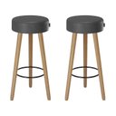 Ver imagem 1 de Kit 2 Banquetas Couro Sintético e Madeira Maciça Londres Preto/Marrom