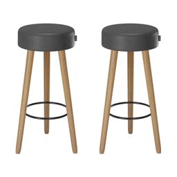 Kit 2 Banquetas Couro Sintético e Madeira Maciça Londres  - 1