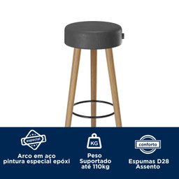 Kit 2 Banquetas Couro Sintético e Madeira Maciça Londres  - 6