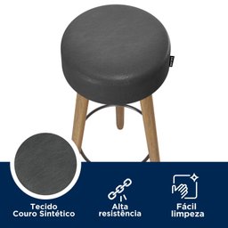 Kit 2 Banquetas Couro Sintético e Madeira Maciça Londres  - 7