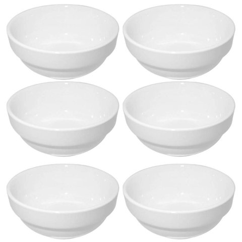 Kit 6 Ramekins Branco 150ml New Bone China 9x4cm Blanc Molhe