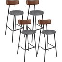 Ver imagem 1 de Kit 4 Banqueta Alta Cozinha Sala Jantar Milão L02 Couríssimo Marrom Linho Cinza Escuro - Lyam