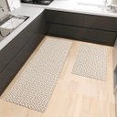 Ver imagem 3 de Tapete Conjunto Cozinha 2 Peças Passadeira Geométrico 1,30m X 0,45m Capacho 0,65m X 0,45m Caramelo