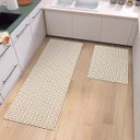 Ver imagem 2 de Tapete Conjunto Cozinha 2 Peças Passadeira Geométrico 1,30m X 0,45m Capacho 0,65m X 0,45m Caramelo