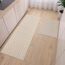 Ver imagem 1 de Tapete Conjunto Cozinha 2 Peças Passadeira Geométrico 1,30m X 0,45m Capacho 0,65m X 0,45m Caramelo