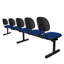 Ver imagem 6 de Cadeira Escritório Longarina 5 Lugares Estofada Ecoflex Azul