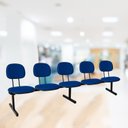 Ver mais imagens de Cadeira Escritório Longarina 5 Lugares Estofada Ecoflex Azul