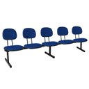 Ver imagem 1 de Cadeira Escritório Longarina 5 Lugares Estofada Ecoflex Azul
