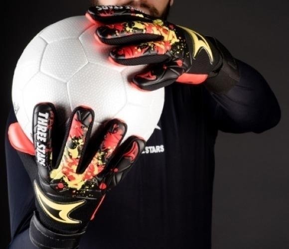 Luva Profissional de Goleiro Three Stars Kick Vermelho G = 1 - 4