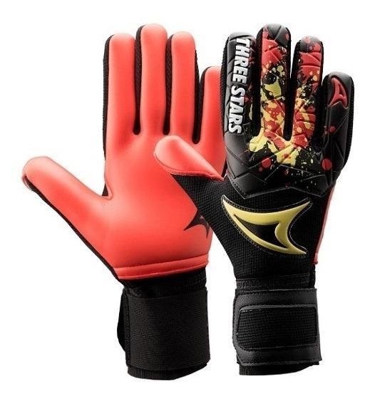 Luva Profissional de Goleiro Three Stars Kick Vermelho G = 1