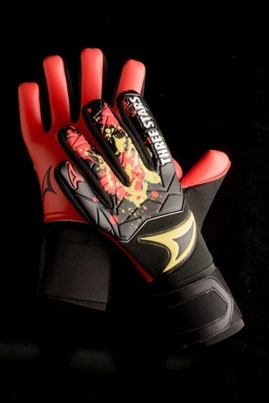 Luva Profissional de Goleiro Three Stars Kick Vermelho G = 1 - 5