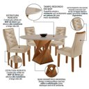 Ver imagem 2 de Mesa de Jantar Redonda com 4 Cadeiras MDF Barcelona Casuá Cinamomo Off White Suede Pena