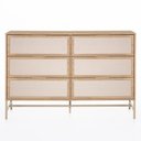 Ver imagem 5 de Cômoda Square para Quarto Grande 6 Gavetas 100% MDF Pés de Metal 138cm Telinha Rattan Tauari