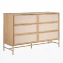Ver imagem 3 de Cômoda Square para Quarto Grande 6 Gavetas Pés de Metal 138cm Telinha Rattan Tauari Casavee
