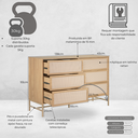 Ver imagem 2 de Cômoda Square para Quarto Grande 6 Gavetas Pés de Metal 138cm Telinha Rattan Tauari Casavee